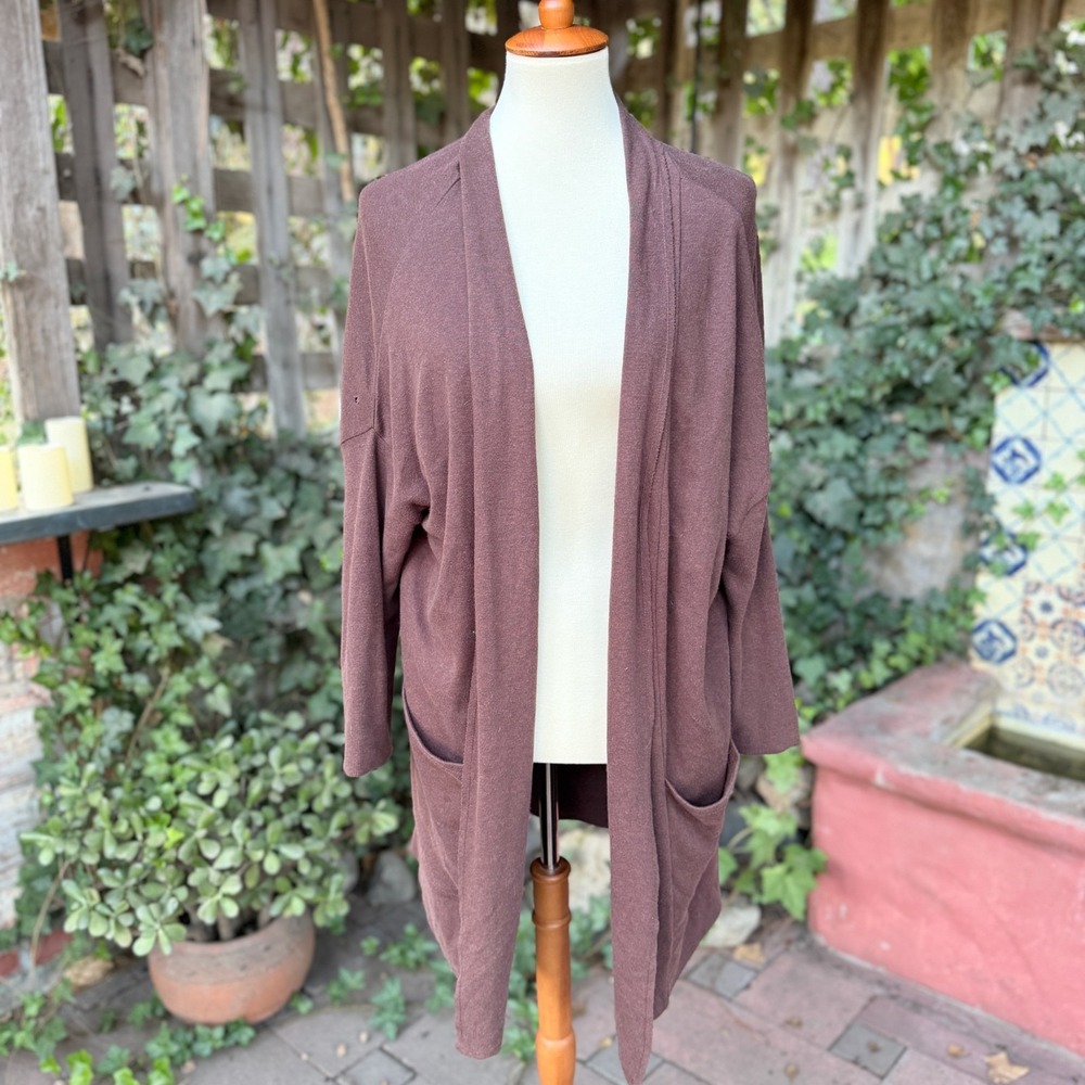 Pact Womens Organic Cotton Airplane Wrap Cardigan Size XS/S Brown Granola Earthy